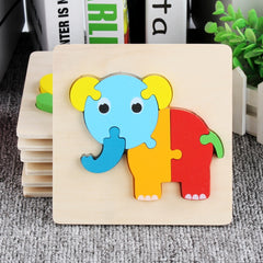 5 PCS Wooden Cartoon Animal Puzzle Early Education Small Jigsaw Puzzle Building Block Toy For Children, Frog, Duck, Elephant, Shell, Small Fish, Goldfish, Dolphin, Puppy, Little Donkey, Goat, Muck Truck, Rocket, Steamship, Aircraft, Panda, Calf