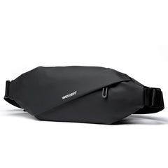WEIXIER 8641 Men Running Waterproof Waist Bag Multifunctional Chest Bag Sports Leisure One-Shoulder Bag, Black, Dark Gray