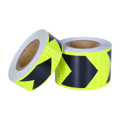 2 PCS Fluorescent Yellow Black Arrow Truck Sign Sticker Corridor Reflective Floor Stickers, 5cm x 20m
