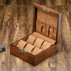 6 Slots Willow Watch Storage Box Jewelry Collection Display Box With Lock, 6 Slots Square, 6 Slots Rectangle