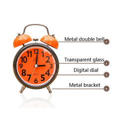 A32 Double Bell Alarm Clock Student Bedside Belt Alarm, Pink, Orange, Light Blue, Light Green