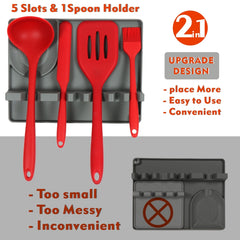 2 in 1 Kitchen Silicone Spoon Holder Shelf, Large (Gray), Medium (Gray), Large (Black), Medium (Black), Large (Red), Medium (Red), Large (Blue), Medium (Blue), Large (Orange), Medium (Orange), Large (Green), Medium (Green)