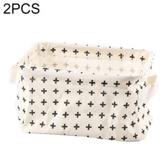2 PCS Canvas Desktop Storage Basket Sundries Storage Box with Handle, Cross, Star, Tree, Black spot