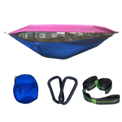 Parachute Cloth Anti-Mosquito Sunshade With Mosquito Net Hammock Outdoor Single Double Swing Off The Ground Aerial Tent, 250x120cm (Ink Green / Grass Green), 250x120cm (Blue / Light Blue), 250x120cm (Black / Orange), 250x120cm (Army Green)             ...