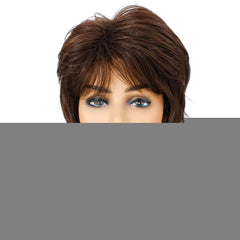 Women Short Hair Wig Full Bangs Chemical Fiber Hair Cover, Brown