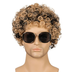 Men Wig Curls Hair Chemical Fiber Headgear
