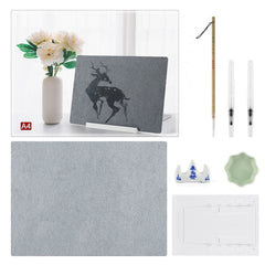 Writing Brush Water Calligraphy Practice Set Water Writing Board Reusable Water Writing Cloth, A4, A3