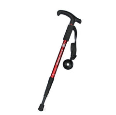 JUNGLELEOPARD Four-Section Curved Handle Aluminum Alloy Trekking Pole, Blue#52-110cm, Silver White#52-110cm, Red#52-110cm, Black#52-110cm