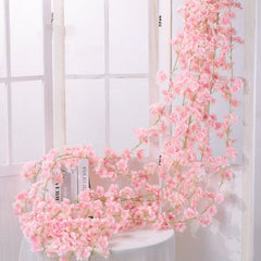 Simulation Sakura Rattan Plastic Decorative Flower Vine, Colour: 135 Flowers Deep Pink, 135 Flowers Champagne, 135 Flowers Light Pink, 135 Flowers Deep Pink, 135 Flowers White, 256 Flowers Light Pink, 256 Flowers Deep Pink, 256 Flowers White