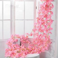 Simulation Sakura Rattan Plastic Decorative Flower Vine, Colour: 135 Flowers Deep Pink, 135 Flowers Champagne, 135 Flowers Light Pink, 135 Flowers Deep Pink, 135 Flowers White, 256 Flowers Light Pink, 256 Flowers Deep Pink, 256 Flowers White