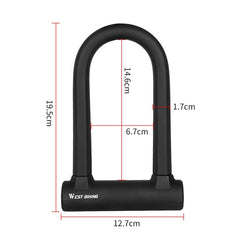 West Biking Bike Lock Motorcycle Wire Lock Anti-Hydraulic Pressure Cut Anti-Theft Lock, U-shaped Lock, U-shaped Lock+Cable