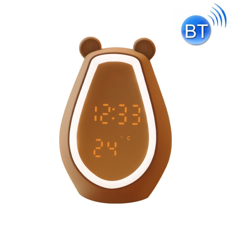 Bear Alarm Clock LED Digital Silent Bedside Lamp Bluetooth Speaker USB Charging Children Cartoon Night Light, Bluetooth Version, Bluetooth+Small Program Version