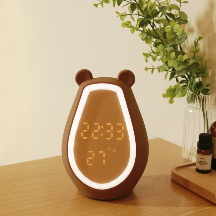 Bear Alarm Clock LED Digital Silent Bedside Lamp Bluetooth Speaker USB Charging Children Cartoon Night Light, Bluetooth Version, Bluetooth+Small Program Version