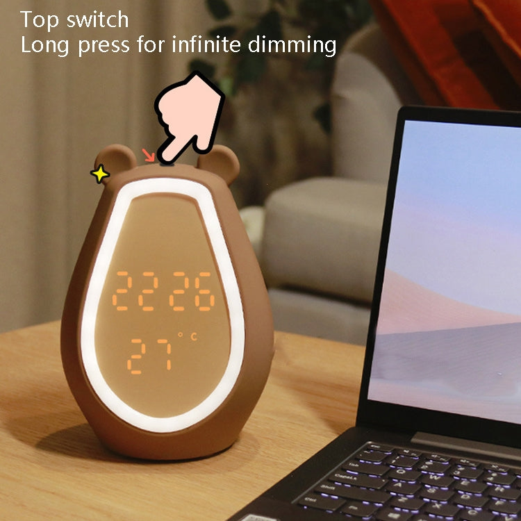 Bear Alarm Clock LED Digital Silent Bedside Lamp Bluetooth Speaker USB Charging Children Cartoon Night Light, Bluetooth Version, Bluetooth+Small Program Version