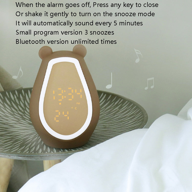Bear Alarm Clock LED Digital Silent Bedside Lamp Bluetooth Speaker USB Charging Children Cartoon Night Light, Bluetooth Version, Bluetooth+Small Program Version