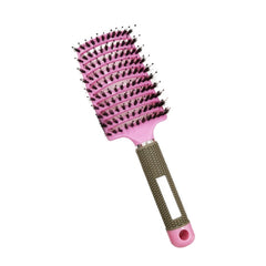 Retro Boar Bristles Hairdressing Big Curved Comb Curly Hair Massage Comb, Black, Red, Pink