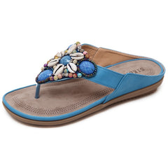 Ladies Summer Bohemian Sandals Seaside Retro Beaded Shell Slippers, 35, 36, 37, 38