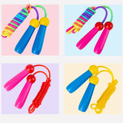 2 PCS 2.4m Wooden Children Colorful Skipping Rope Outdoor Sports Students Exam Adjustable Skipping Rope, Navy Blue, Pink, PVC Rope Blue, PVC Rope Pink
