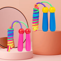 2 PCS 2.4m Wooden Children Colorful Skipping Rope Outdoor Sports Students Exam Adjustable Skipping Rope, Navy Blue, Pink, PVC Rope Blue, PVC Rope Pink