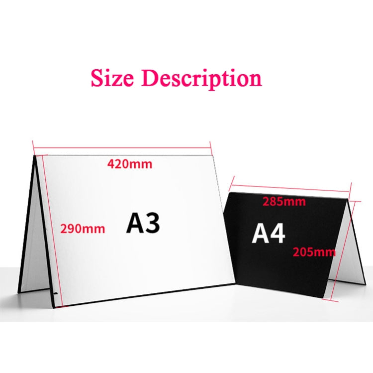 2 PCS 3-in-1 Reflective Board White + Black + Silver A4 Cardboard Folding Light Diffuser Board, 3-in-1 A4 Cardboard
