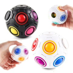 2 PCS Gyro Rainbow Ball Fingertip Decompression 10-Hole Magic Square Toys, 2 PCS(White)