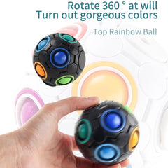 2 PCS Gyro Rainbow Ball Fingertip Decompression 10-Hole Magic Square Toys, 2 PCS(White)