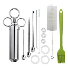 Stainless Steel Spice Syringe Barbecue Tool Turkey Needle Set, 14 in 1 (Green), 14 in 1 (Black), 14 in 1 (Blue), 14 in 1 (Orange), 14 in 1 (Gem Green), 14 in 1 (White Orange)