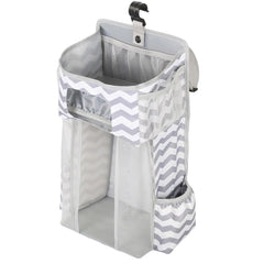 Baby Crib Hanging Bag Multifunctional Detachable Bed Diaper Toy Storage Bag, Gray Snow, Gray Stripe