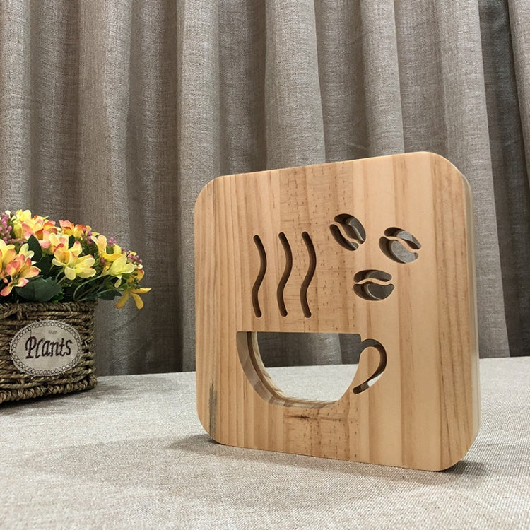 FS-T1879W 2.5W 3D Coffee LED Wooden Table Lamp Bedroom Night Light, Coffee