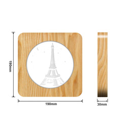 FS-A2821-02W Eiffel Tower Shape USB Solid Wood Table Lamp LED Night Light, Eiffel Tower