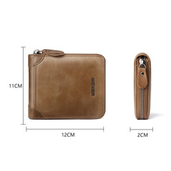 WEIXIER W98 Men Hand Take Short Wallet Zipper Bag, Dark Brown, Khaki, Black