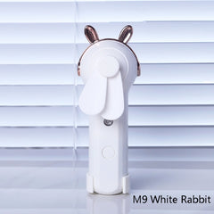 Handheld Hydrating Device Chargeable Fan Mini USB Charging Spray Humidification Small Fan, M9 White Rabbit, M9 Pink Rabbit, M9 Blue Rabbit, M10 White Kitten, M10 Pink Kitten, M10 Blue Kitten, M11 White Deer, M11 Pink Deer, M11 Blue Deer