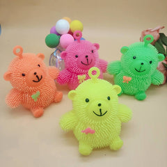 6 PCS Cartoon Light Vent Ball Sitting Bear Hair Flash Ball Flash Stress Ball Toys Bear, Color Random Delivery, Cartoon Light Vent Ball