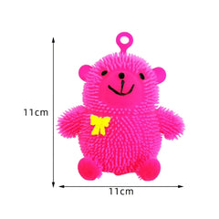 6 PCS Cartoon Light Vent Ball Sitting Bear Hair Flash Ball Flash Stress Ball Toys Bear, Color Random Delivery, Cartoon Light Vent Ball