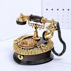 Dial Old Telephone Music Box Home Wine Cabinet Entrance Decoration Gift, White, Brown
