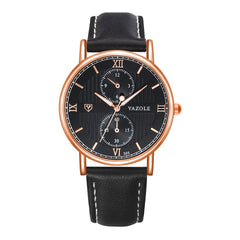 YAZOLE 355 Two-eyes Luminous Business Men Quartz Watch, White Tray Black Belt, White Tray Brown Belt, Black Tray Black Belt, Black Tray Brown Belt, White Tray Light Brown Belt, Black Tray Light Brown Belt