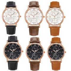 YAZOLE 355 Two-eyes Luminous Business Men Quartz Watch, White Tray Black Belt, White Tray Brown Belt, Black Tray Black Belt, Black Tray Brown Belt, White Tray Light Brown Belt, Black Tray Light Brown Belt
