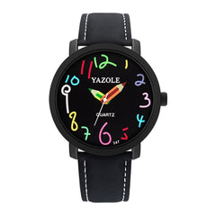 YAZOLE Personality Arabic Numeral Dial Student Watch Quartz Children Watch, 347 White Tray Black Belt, 347 White Tray Brown Belt, 347 Black Tray Black Belt, 347  Black Tray Brown Belt, 329 White Tray Black Belt, 329 White Tray Brown Belt