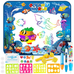 6614 Children Water Drawing Canvas Magic Graffiti Mat, Size: 100 x 80cm, Blue Version, New Version