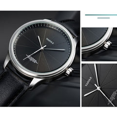 YAZOLE 503 Simple Line Pattern Dial Men Quartz Watch, Silver Shell Black Tray Black Belt, Silver Shell White Tray Black Belt, Silver Shell Black Tray Brown Belt, Silver Shell White Tray Brown Belt, Black Shell Black Tray Black Belt                     ...
