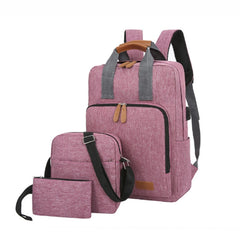 3 In 1 Travel Backpack Student School Bag USB Computer Backpack, light Grey, Blue, Black, Pink