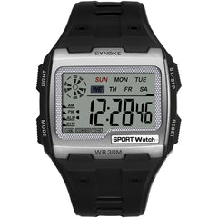 SYNOKE Square Sarge Screen Display Luminous Multifunctional Outdoor Men Sports Watch Digital Watch, Black, Gold, Silver, Lake Blue