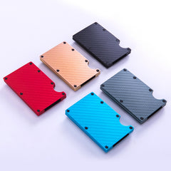 Carbon Fiber Wallet Metal RFID Bank Card Holder, Golden, Black, Blue, Red, Gray