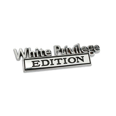 2 PCS Car Metal Leaf Board Car Logo White Privilege Edition Modified Car Body Sticker Sign, White Privilege