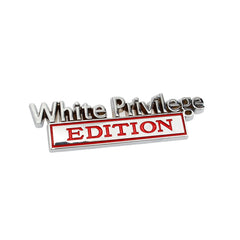 2 PCS Car Metal Leaf Board Car Logo White Privilege Edition Modified Car Body Sticker Sign, White Privilege