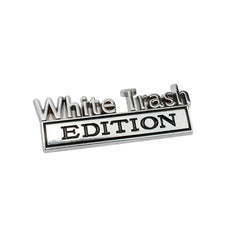2 PCS Car Metal Modification Standard White Trash Edition Car Label Stickers, WHITE TRASH