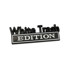 2 PCS Car Metal Modification Standard White Trash Edition Car Label Stickers, WHITE TRASH