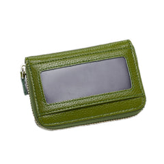 Business Multi-Position Zipper Organ Card Holder, Red, Green, Purple, Black, Sapphire, Deep Blue, Rough, Rose Red