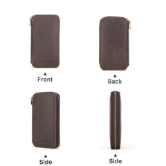 Contacts Family  CF1114 Leather Watch Box Retro Crazy Horse Leather Zipper Couple Watch Bag, CF1114