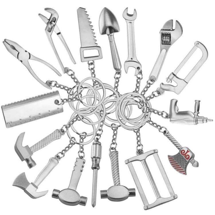 10 PCS Tool Metal Keychain Car Key Ring Pendant, H-394 Unilateral Pattern Hammer, H-390 Glossy Sheep Angle Hammer, H-397 Axe Claw Hammer, H-398 Electric Drill